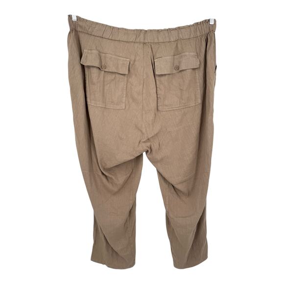 Kut from the Kloth pants Rosalie drawstring linen brown size 2X - Picture 3 of 6